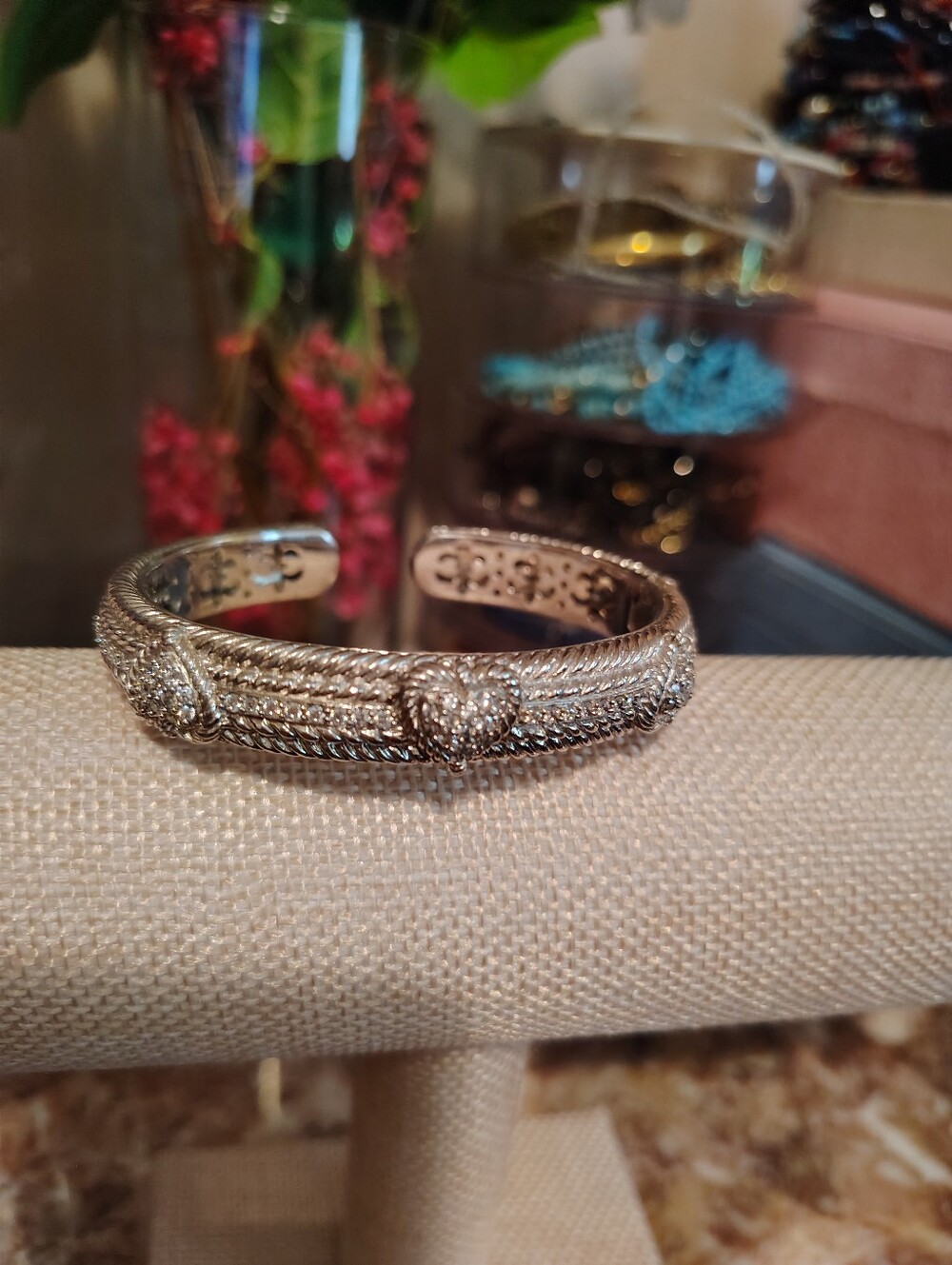 Judith Ripka 3 Heart Cluster Cuff Bracelet